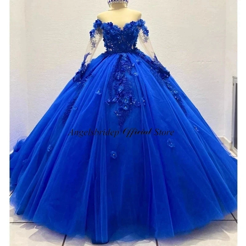Vestido de Baile Azul Real Para Quinceañera Barato